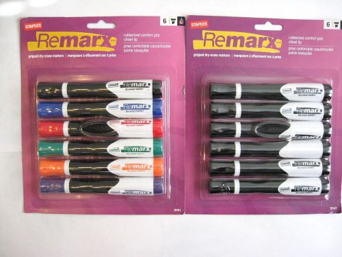 New 12 remarx comfort gripped dry erase markers chisel tip black &amp; asst colors for sale