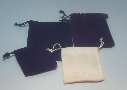 SALE!  Very Nice Lot of 4 Vintage Jewelry Velour Pouches, Cream, Brown, Black