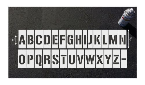 4&#034; Alphabet Letter Stencil Set A-Z, for parking lot, wall &amp; curb blocks Address