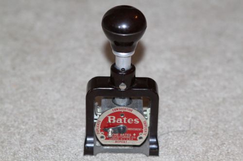 Vintage BATES Numbering Machine 6 Wheel Style E Mechanical Industrial Stamper