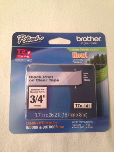 Brother P-Touch Labeling tape  Black on Clear 3/4&#034;  TZe-141