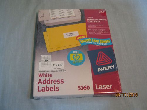 AVERY LASER 1&#034; X 2 5/8&#034; WHITE ADDRESS LABELS 5160  New Sealed Box of 3000