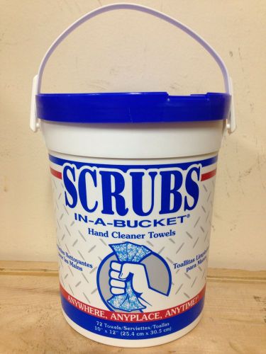 Scrubs-in-a-bucket 42272ct hand cleaner towels, blue, 6 buckets of 72 wipes /ct for sale
