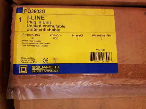 New in box square d pq3603g  vertical 30 amp 600v fusible bus plug pq i line for sale