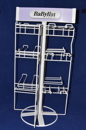 Retail Metal Counter Accessory Display Rack Spinner Three Tier 24 Pegs White