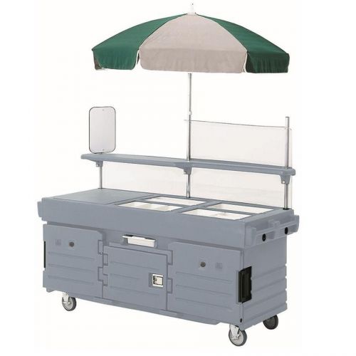 Cambro 4 well vending merchandising cart w/ umbrella granite gray - kvc854u191 for sale