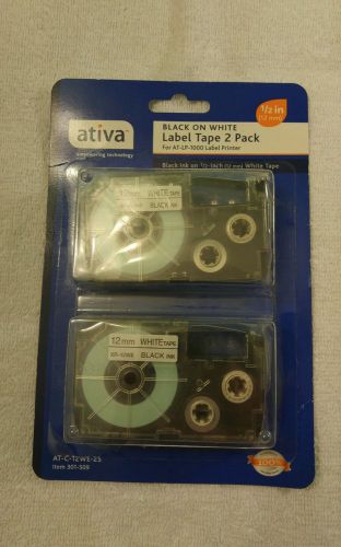Ativa 1/2&#034;(12mm) Black On White Label Tape AT-C-12WE-2S (For AT-LP-1000 Printer)
