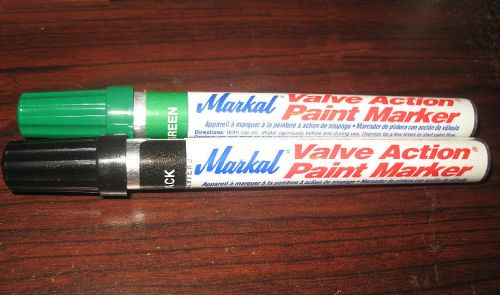 Two new markal valve action paint markers - black and/or green for sale