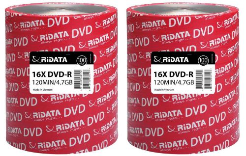 TWO RIDATA DVD-R 16X ECO 100 PACK SPINDLES, Total 200 DISCS