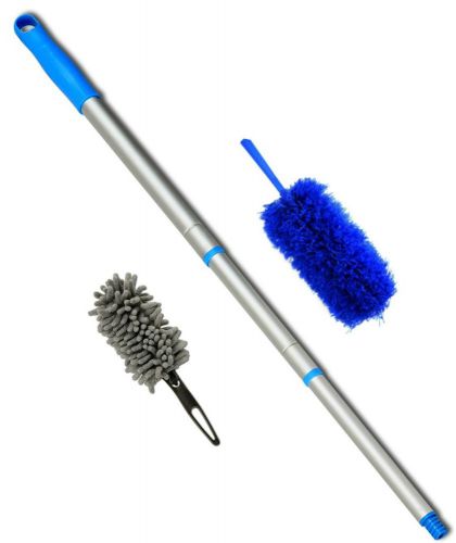 A NEW Dusting Concept -2 Microfiber Dusters and a Pole. - The Kit Includes a ...
