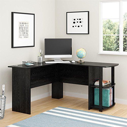 Executive Corner L Shape Desk Computer Table Shelf Office Big Workstation Black