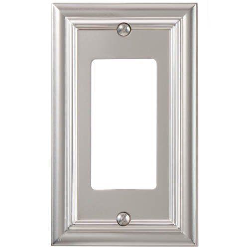 Amerelle 94RN Continental Cast Metal Wallplate with 1 Rocker, Satin Nickel