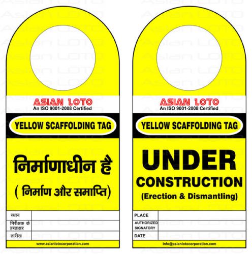 Asian LOTO Scafftag Scaffolding Standard Inspection Lockout Yellow Tag Set of 10