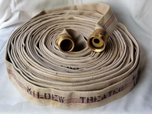 2.5&#034;diameter fire hose 70&#039;+ long with (2) 2&#034; brass fittings canvas for sale