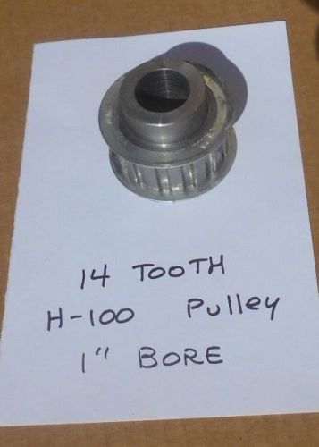 1 pc. 14 tooth H-100 sprocket, 1&#034; smooth bore timing belt pulley, lot 1-14-H100P