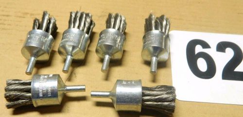 (6) OSBORN 30014 KNOT WIRE END BRUSHES, STEEL BRISTLE, 20000 RPM, 1&#034; DIA, 2-3/4&#034;