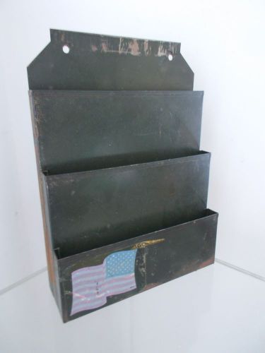 Vintage Art Steel Three Slot Wall File Cabinet Industrial Office Mid Century