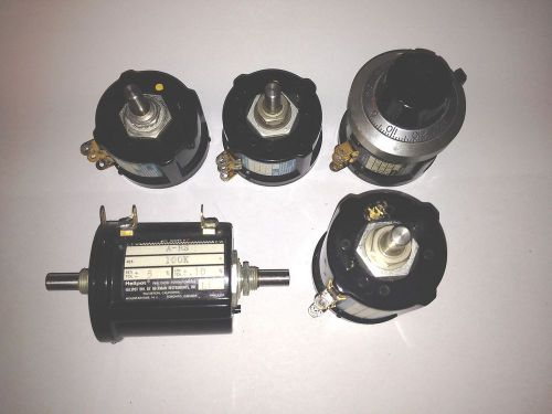 5 Vintage Used Large Helipot Potentiometers w/1 Counting Dial - VG
