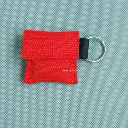 50 PCS/Pack CPR MASK WITH KEYCHAIN CPR FACE SHIELD NO LOGO FOR AED TRAING RED