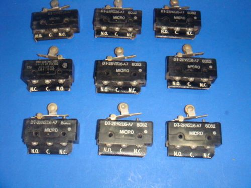 NEW MICRO SWITCH DT-2RV216-A7, STANDARD, DPDT, 10A, 250V, ROLLER, NEW NO BOX