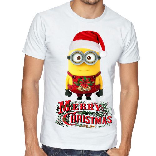 New Merry Christmas Funny Minion T-shirt White Minion Xmas GIF S,M,L,XL,XXL 5