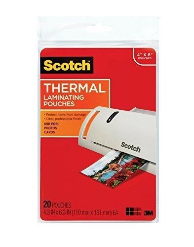 Scotch Thermal Laminating Pouches, 4.37 Inches x 6.36 Inches, 20 Pouches, 2-PACK