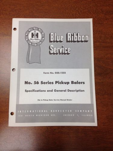 IH 56 Series Pickup Baler Specs Manual Blue Ribbon