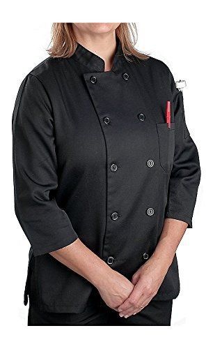 KNG Women&#039;s Black Classic ? Sleeve Chef Coat; Sleeve Chef Coat, L