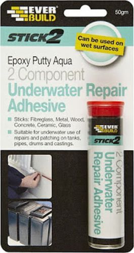 Everbuild Stick 2 Premium RAPID EPOXY PUTTY Quick Repair Glue 50gm Underwater