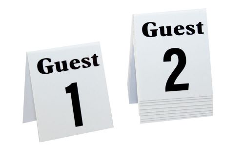Table Numbers, Plastic 1-20 Tent Style, White w/Black number, Free shipping