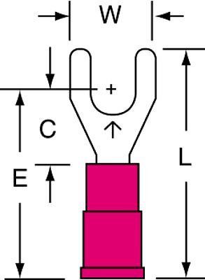 3M(TM) Scotchlok(TM) Fork, Vinyl Insulated Brazed Seam MV18-8FK, 22-18 AWG