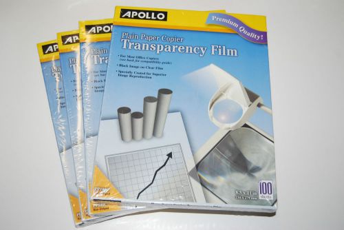 Lot 4x100 Apollo Premium Transparency Film Plain Paper Copier PP100C New 400 Pg