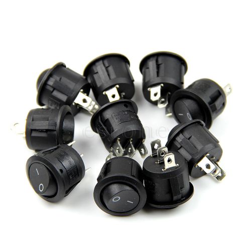 New 50PCS Mini Round Black 3 Pin SPDT ON-OFF Rocker Switch Snap-in