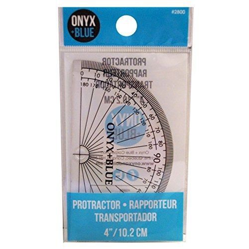 Onyx &amp; blue 4-inch/10 cm protractor, plastic, clear (2800) for sale