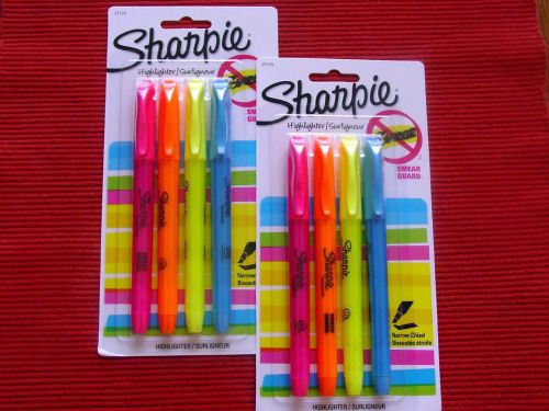 Lot of two 4 Pack Sharpie Narrow Chisel Tip Assorted Fluorescent Highlighters