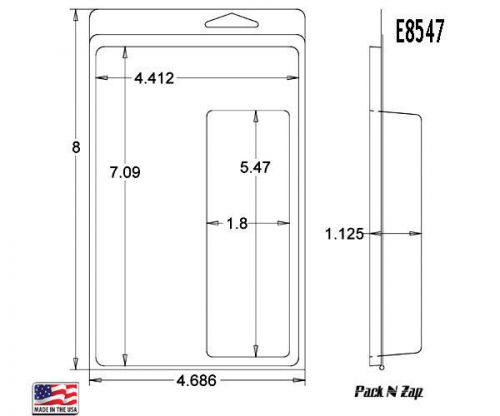 E8547: 250- 8&#034;H x 4.7&#034;W x 1.13&#034;D Clamshell Packaging Clear Plastic Blister Pack