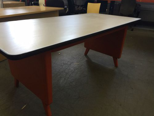 Vintage/old style tank table/desk by allsteel office furniture in orange color for sale