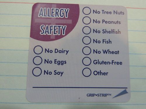 Allergy Safety Dairy, Eggs, nuts, shelfish, wheat, gluten free, soy 20 labels