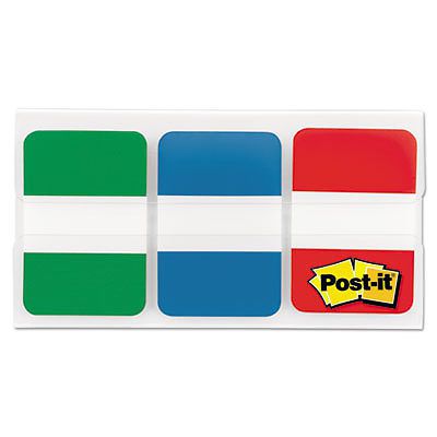 File Tabs, 1 x 1 1/2, Blue/Green/Red, 66/Pack, Sold as 1 Package