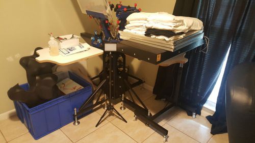 4 Color 4 Station Screen Printing Press Machine Kit Exposure Unit Flash Dryer