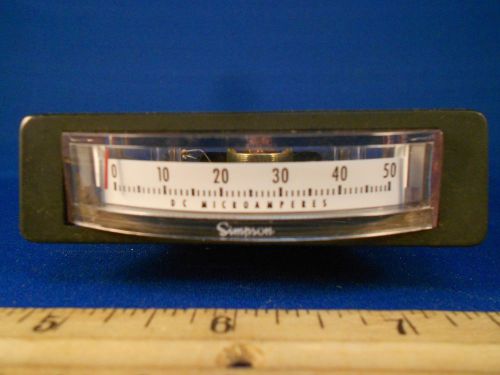 SIMPSON 1522-4570 0-50 DC MICROAMPERES SIDE METER    3&#034; SQUARE  NEW OLD STOCK