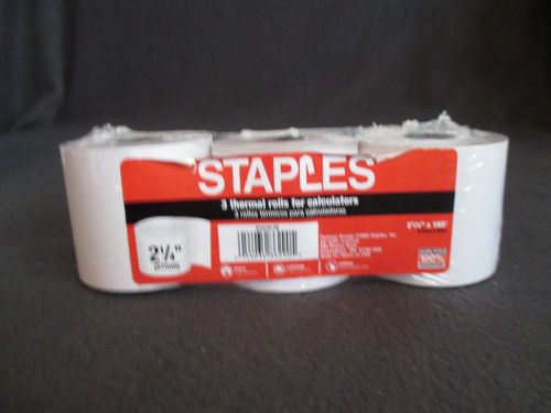 3 rolls Staples Calculator Thermal Paper Rolls  2 1/4&#034; Factory Sealed