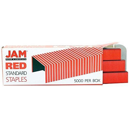 JAM Paper® Staples - Red Standard Size Staples (.5 x .25 inch) - Box of 5000