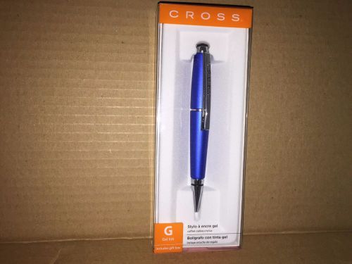 Cross AT05553 Edge Gel Rollerball Pen, .7mm, Blue/Chrome Barrel, Black Gel Ink