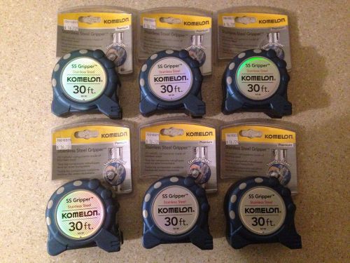 Komelon Stainless Steel Gripper 30 ft. Measuring Tape (SS130) (6 Tapes)