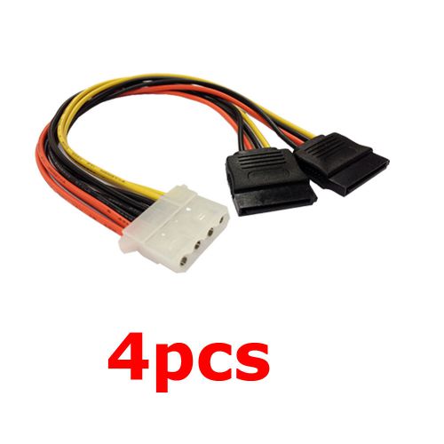 4-Pack 4Pin IDE Molex to 2 Serial ATA SATA Cable Hard Drive Power Adapter F. PC