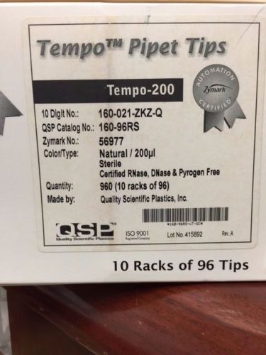 Tempo Piptet Tips Tempo-200 Cat# 160-96RS Zymark : 56977; 10racks of 96