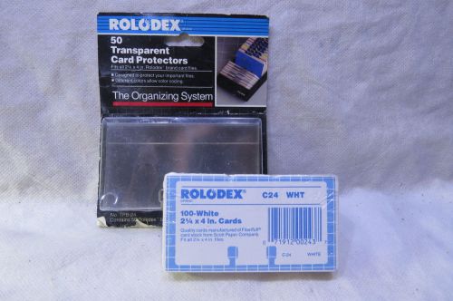 50 Rolodex TPB-24 Transparent Card Protectors and 100 Refill Cards - 2 1/4 X  4&#034;
