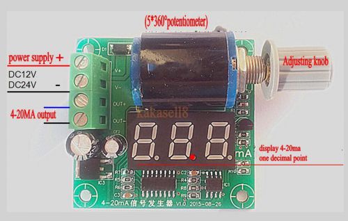Digital DC 12V 24V 4-20mA Adjustable Current Signal Generator Precision to 0.1MA