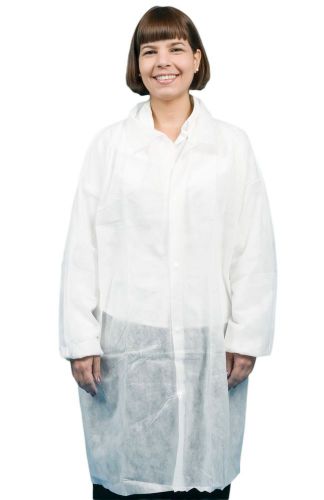 Vtlbct valutek spunbond polypropylene lab coat, no pockets, 5 snaps for sale